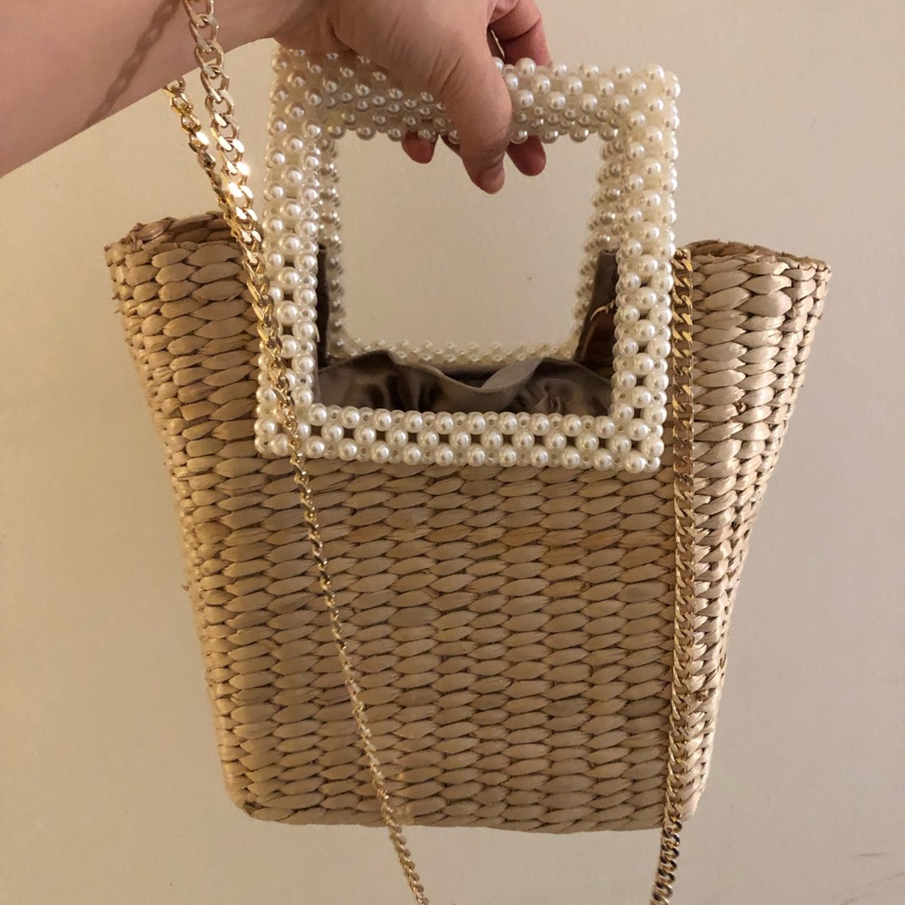 Zara pearl straw bag